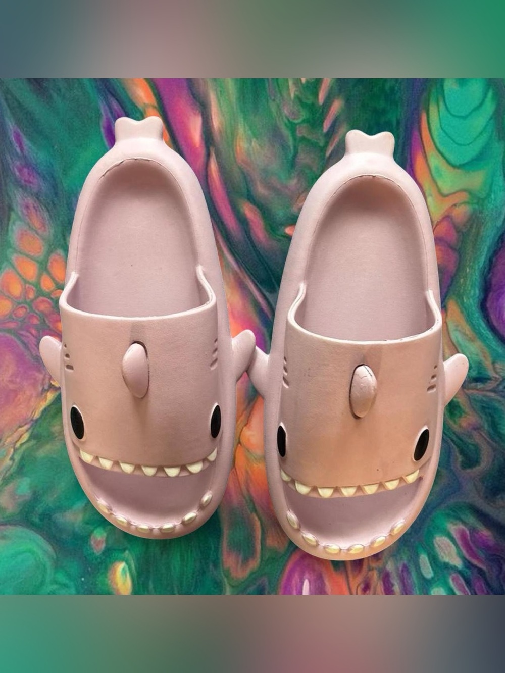 Unisex Shark Slip-On Shoes Slides in Light Purple
